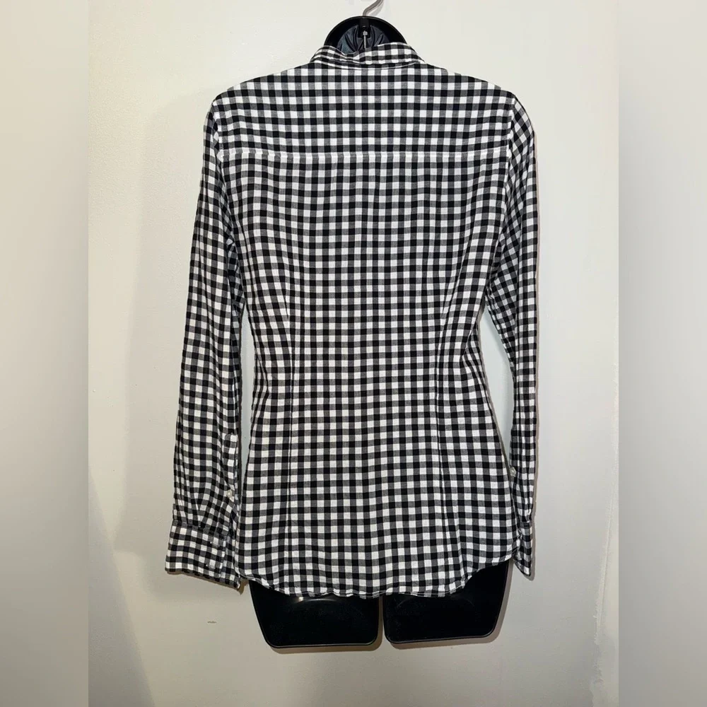 J.CREW The Perfect Shirt Black and White Checkered Women’s Dress Shirt Size XS